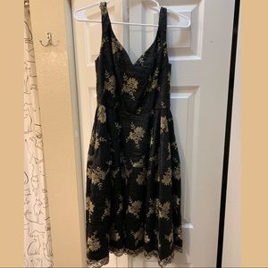 JILL Jill Stuart Black and Gold Lace Dress